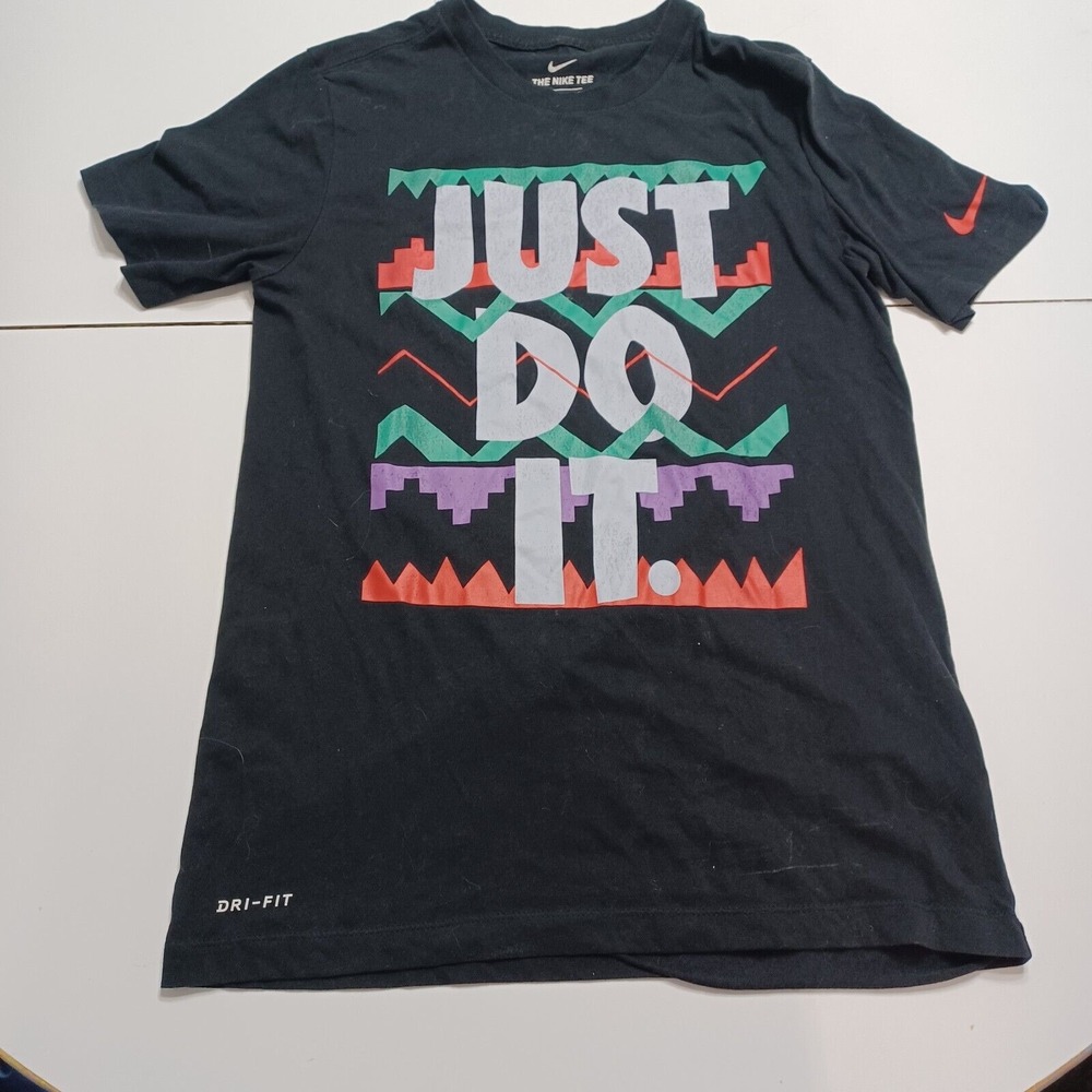 Nike Dri-Fit T-shirt Mens Small Heritage Just Do It Basketball Tee Black Cotton